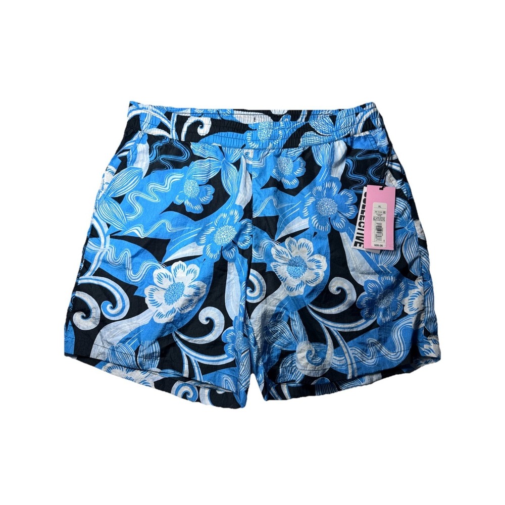 NWT Future Collective‎ Men's XL Blue Floral Alain Noelle Swim Trunks